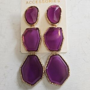 NWOT Fashion Couture Purple Chunky Earrings 4 Inches